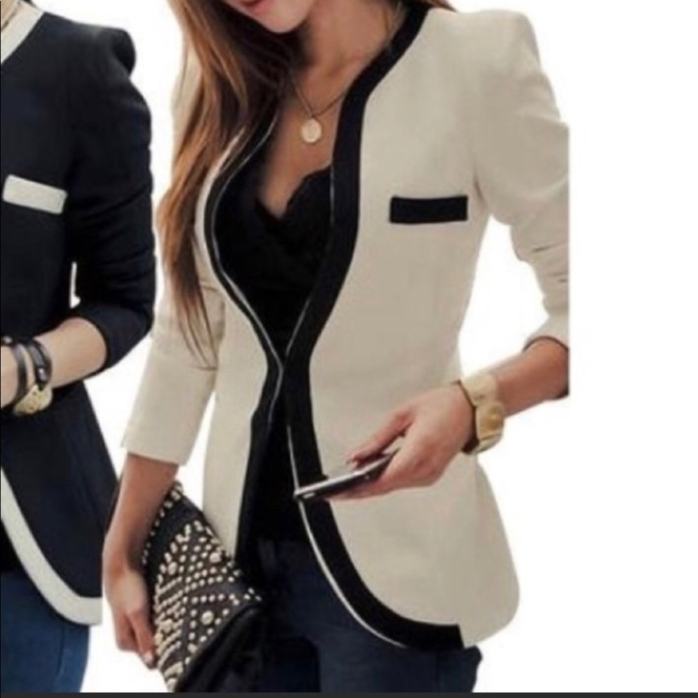 White in black trim women’s Tuxedo jacket